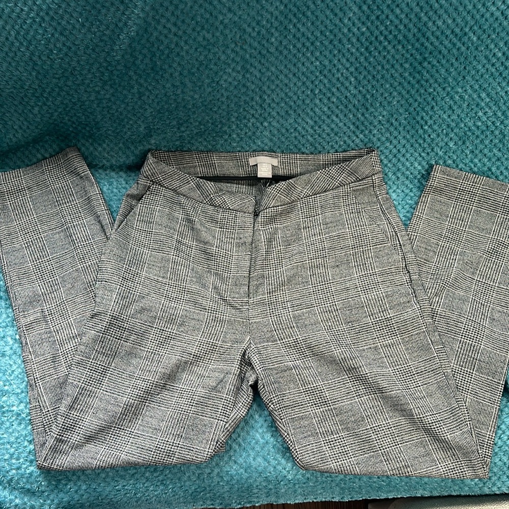 H&M Gray Plaid Straight Leg Pants